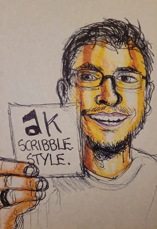 2kd00dl3, A Sketch Drawn With A Black Pen And Colored With M...