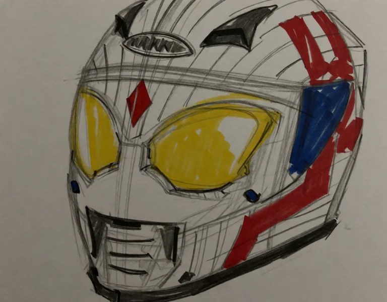 On Sketch White Paper, Stylized, Color Sketch, Motorcycle He...