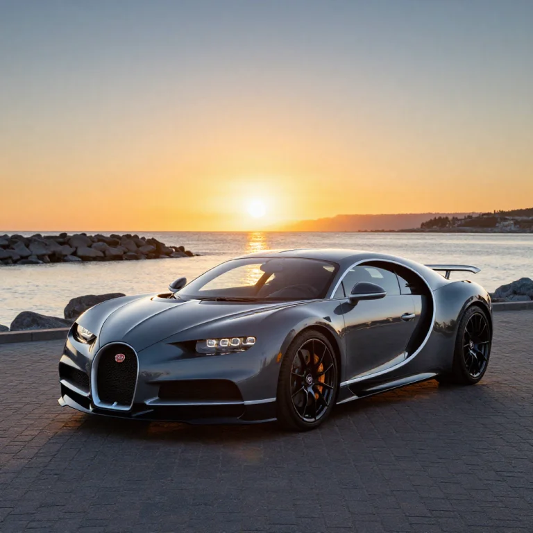 Subject Dark Gunmetal-gray Bugatti Chiron Hypercar With Sign...