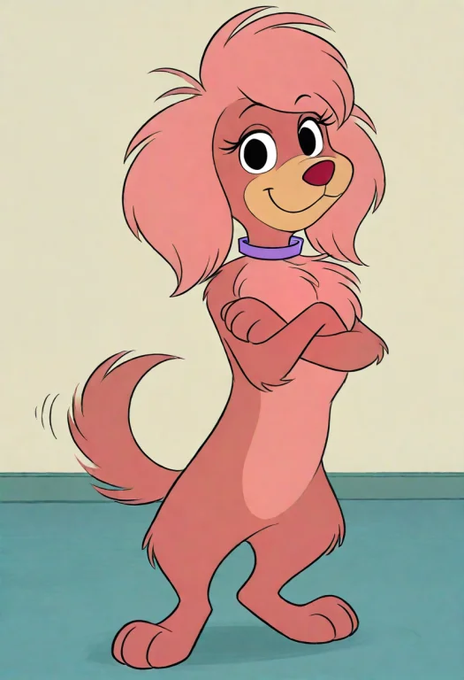 Pinkdogsd, Solo, 1girl, Semi-anthro, Furry, Dog, Reddish-pin...
