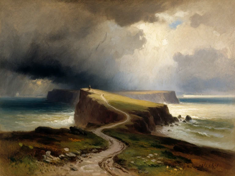 A Vast British Coastal Headland Beneath A Single Sweeping Sk...
