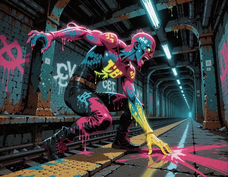 Epic Comic Book Cover Illustration In Neo-noir Cybergrunge S...