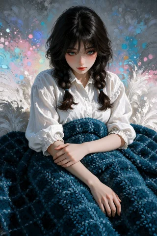 A Ta86wistfall, A Whimsical Airbrushed Oil Painting Of A Fuz... — Stable Diffusion AI Prompt: A ta86_wistfall, a whimsical airbrushed oil painting of a fuzzy tattered white t...
