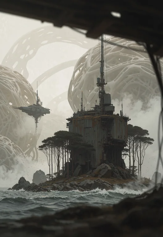 This Is A Science Fiction Scene. The Image Is Dominated With...