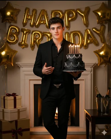Premium Birthday post for men — Nano Banana AI Prompt: Create an ultra-realistic 4K birthday photoshoot using the uploaded photo as the...