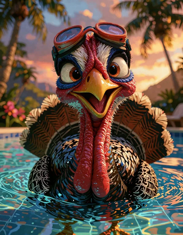 A Delightful And Whimsical Portrait Of An Adorable Turkey An...