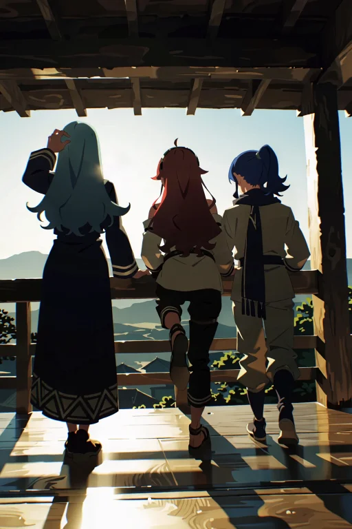 Kyuhirano, Anime Screenshot, Long Hair, Skirt, Multiple Girl...