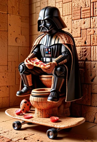 Darth Vader Sitting On A Toilet Bowl, The Toilet Is Precario... — SDXL AI Prompt: Darth Vader sitting on a toilet bowl, the toilet is precariously balanced on top...