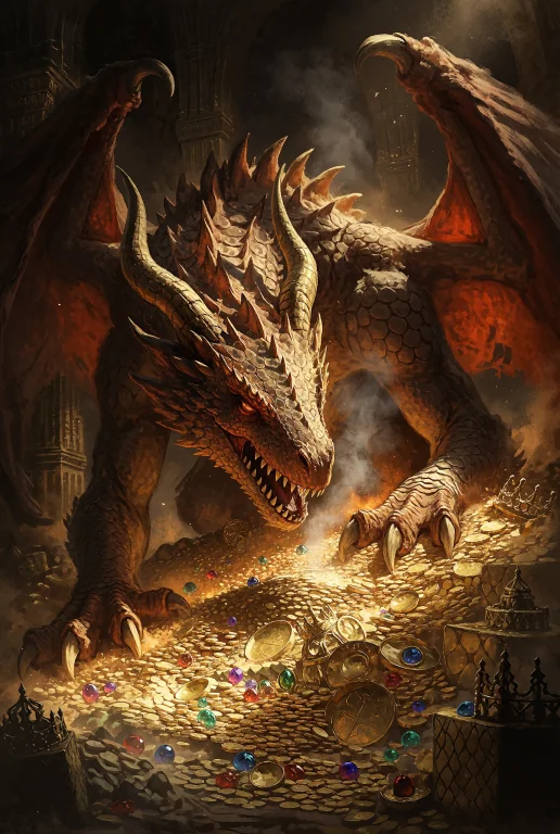 Smaug, A Colossal Male Red-gold Dragon Resting In A Vast Tre...