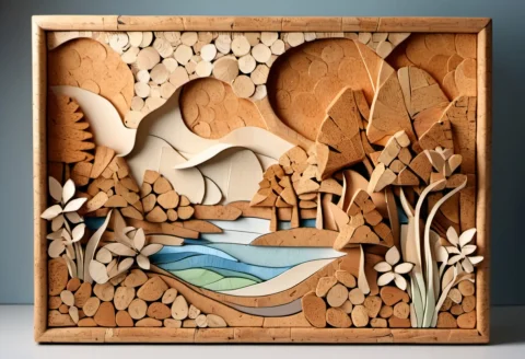 Corkworld, Artwork Display Of A Relief Carving Of A Nature S... — SDXL AI Prompt: corkworld, artwork display of a relief carving of a nature scene in natural colo...