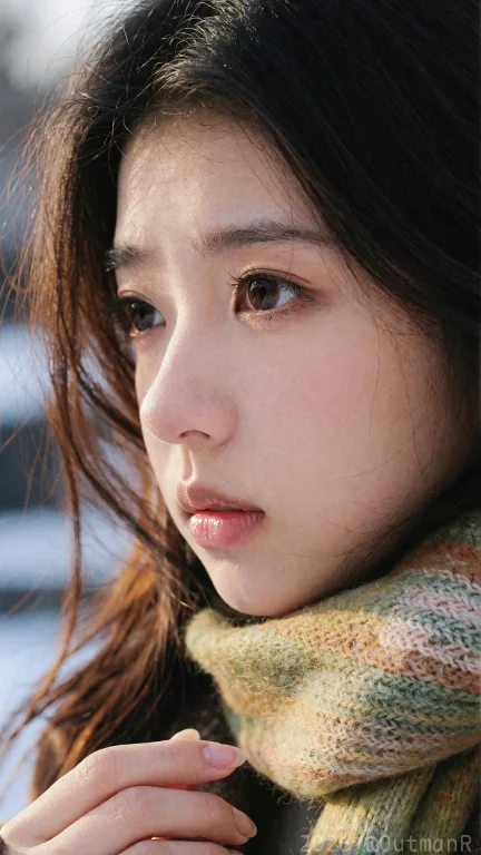 A Woman In A Medium Close-up With Her Face Visible, Long Str...