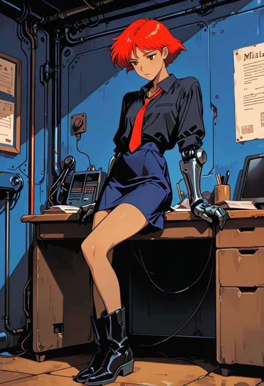 Office, Desk,, , ,, Athletic, ,small Chest,,,, 1girl, Solo,...