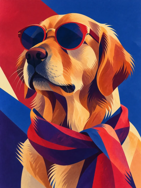 Vtxserrave, Pop Art Vector Illustration Of A Golden Retrieve...