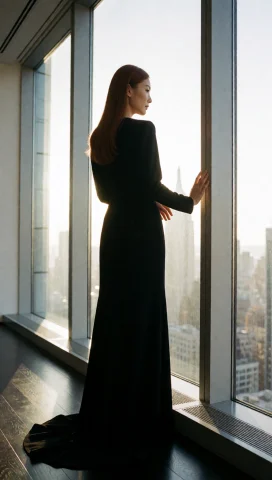 Cinematic High-contrast Editorial Fashion Photograph, Vertic... — Stable Diffusion AI Prompt: Cinematic high-contrast editorial fashion photograph, vertical 9:16 framing. Cam...
