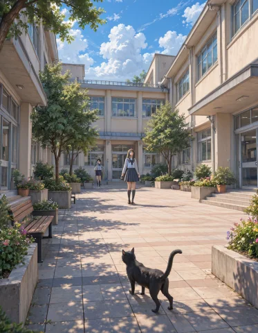 Loratraining2617621-20261003044110058-w06t1 Z1os, A Schoolgi... — Stable Diffusion AI Prompt: z1os, a schoolgirl standing near a cat in the courtyard,