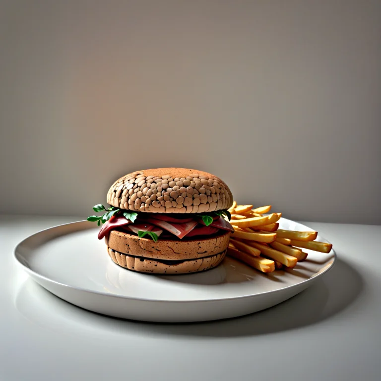 Cork Burger Made Of Cork Pieces On A White Porcelain Dish. I...