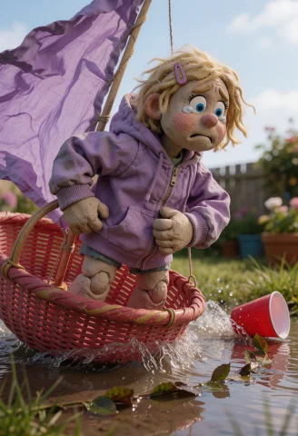 A Lumpy Clay-puppet Girl Named Casey Miller, An American Wit... — Stable Diffusion AI Prompt: A lumpy clay-puppet girl named Casey Miller, an American with fair skin, tousled...