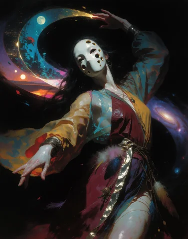 A Surreal Cinematic Fantasy Close-up Of A Beautiful, Feminin... — Stable Diffusion AI Prompt: A surreal cinematic fantasy close-up of a beautiful, feminine otherworldly being...