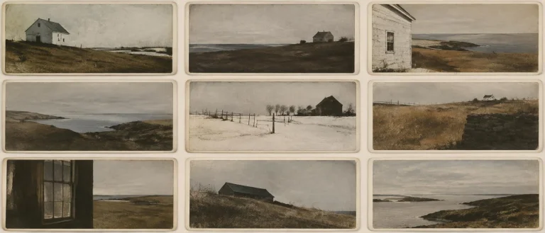 Abstract Andrew Wyeth Landscapes. 9 Cartes De Visite.