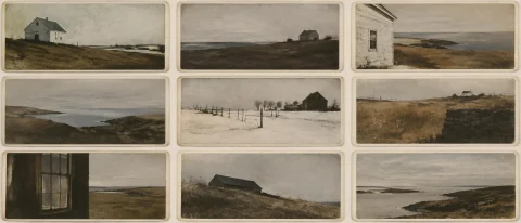 Abstract Andrew Wyeth Landscapes. 9 Cartes De Visite. — Stable Diffusion AI Prompt: abstract Andrew Wyeth landscapes. 9 cartes de visite.