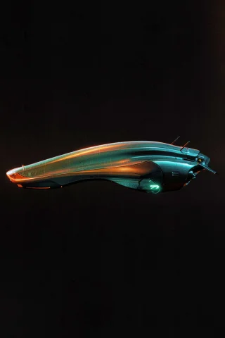 A Sleek Spaceship Is Centered Horizontally Against A Dark Ba... — FLUX AI Prompt: A sleek spaceship is centered horizontally against a dark background, shown from...