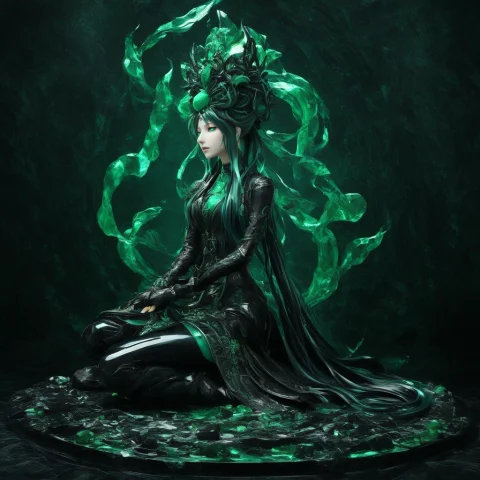 Hatsune Miku, Dark Fantasy, Intricate Details, Semi-realisti... — SDXL AI Prompt: Hatsune Miku, dark fantasy, intricate details, semi-realistic anime,masterpiece,...