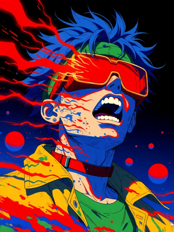 Illustration Artwork A Vibrant, Surreal Portrait Of A Male C...