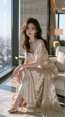 Mj8.2, 85mm F2.0photorealistic, Luxury Fashion Editorial,... — Stable Diffusion AI Prompt: mj8.2画风,一位美丽的年轻成年女性，精致立体的五官，自然匀称的面部比例，清澈明亮的...