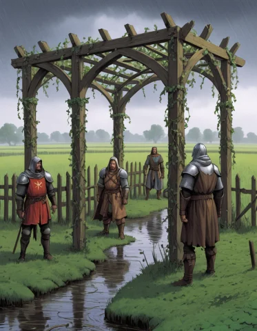 Medieval Vine Trellis In Tattered Rpg Clothes, 1500ad Boundl... — SDXL AI Prompt: medieval Vine Trellis in tattered rpg clothes, 1500ad boundless Marsh inclement...