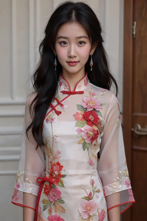 A Photograph Of An East Asian Woman With Long, Wavy Black Ha...