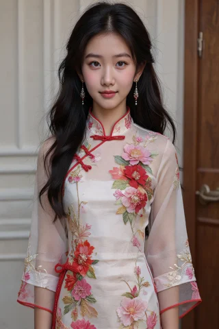 A Photograph Of An East Asian Woman With Long, Wavy Black Ha... — Stable Diffusion AI Prompt: A photograph of an East Asian woman with long, wavy black hair and fair skin. Sh...