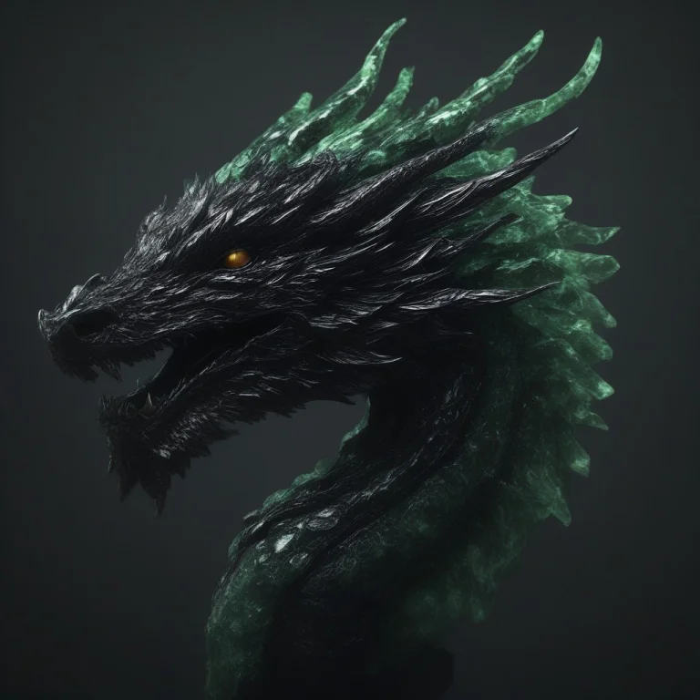 Prompt Majestic Dragon Head Sculpted Out Of Polished Obsidia...