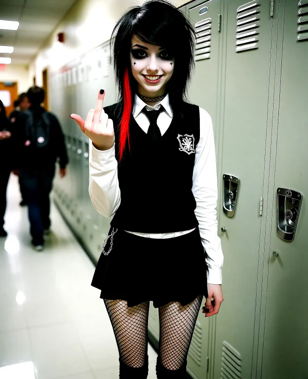 An 21 Year Old Slim And Skinny Black Haired Emo Girl, Cute F...