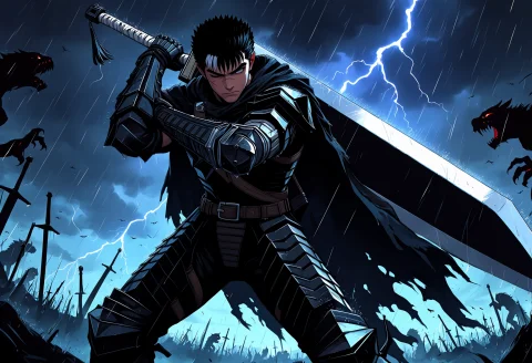 Masterpiece, Best Quality, Score7, Safe, 1boy, Solo, Guts Be... — Stable Diffusion AI Prompt: masterpiece, best quality, score_7, safe, 1boy, solo, guts (berserk), berserk, b...