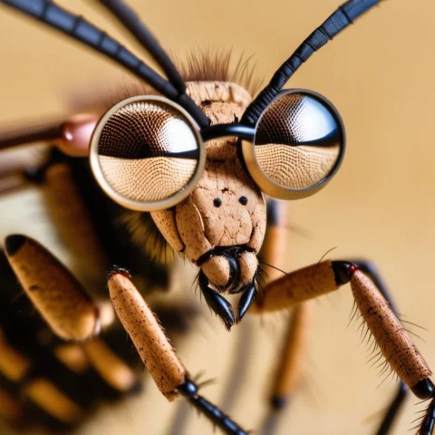 A Hilarious, Simple Photo Of A Giant Mosquito Wearing Nerdy... — SDXL AI Prompt: A hilarious, simple photo of a giant mosquito wearing nerdy glasses and holding...