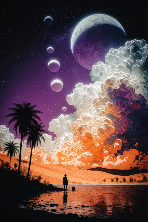 Zidiusart, A Surreal Alien Landscape With A Lone Figure Stan...