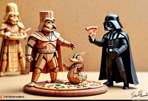 Lazyneg, Corkworld, Diorama Of A Anthro Duckman Made Of Cork... — SDXL AI Prompt: lazyneg, corkworld, diorama of a anthro duckman made of cork with darth vader sh...