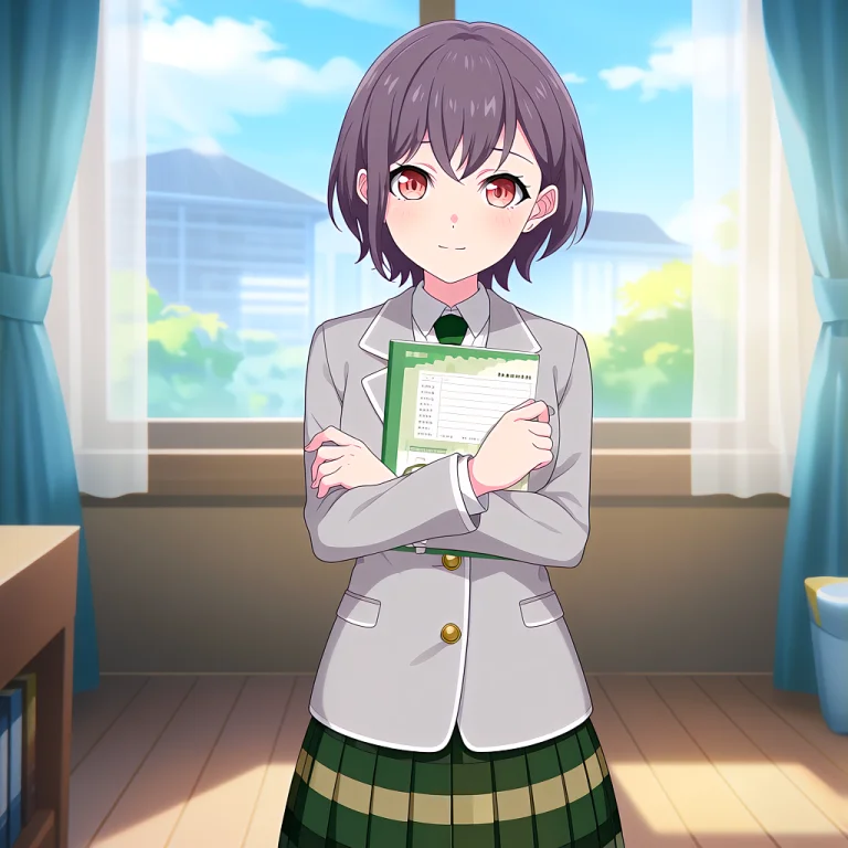 A Medium Shot Anime Illustration Of Tomori Wearing Haneoka W...