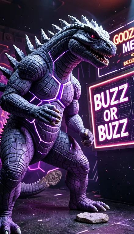 Medium Close Up Portrait Of Futuristic Skinny Godzilla With...