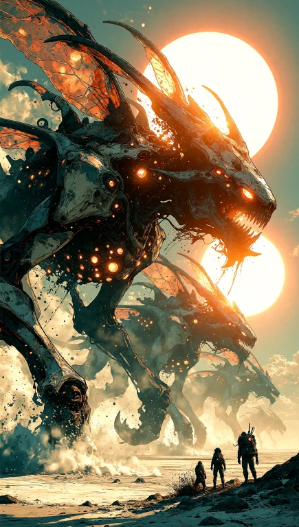 A Cinematic Extreme Wide Shot Of A Colossal Alien Migration...