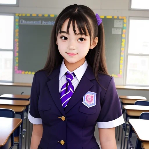 1 Girl, School , Uniform , Outfit ,beautiful , Purple