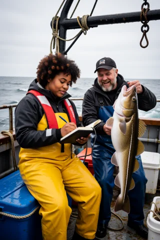 Nylajones, Aboard A Working Fishing Vessel At Sea, Wearing W... — Stable Diffusion AI Prompt: nylajones, aboard a working fishing vessel at sea, wearing waterproof workwear a...