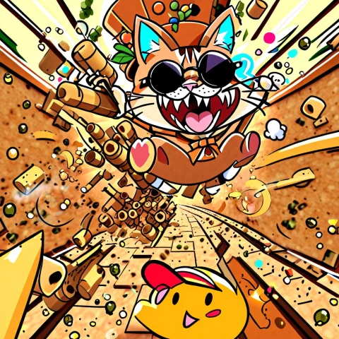 A Hilarious Action-packed Cartoon Scene In A World Made Enti... — SDXL AI Prompt: A hilarious action-packed cartoon scene in a world made ENTIRELY of natural cork...