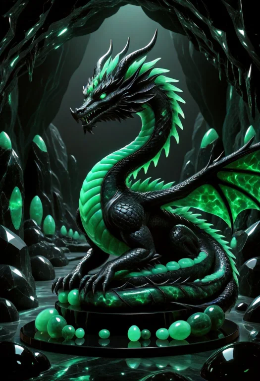 Detailed Dragon Statue Crafted From Luminous High-gloss Jade...