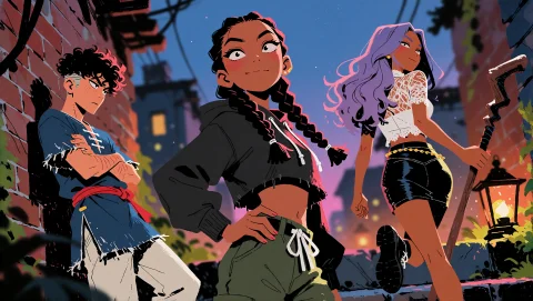 In The Style Of An Illustration And A Kpop Demon Hunters Sti... — Stable Diffusion AI Prompt: **in the style of an illustration and a Kpop Demon Hunters still and PoseDaal an...