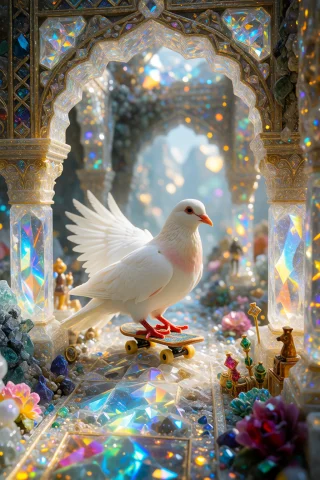 , , Grimmspaint, A Breathtaking Macro Photograph Of A Cute R... — Stable Diffusion AI Prompt: , , GrimmsPaint, A breathtaking macro photograph of a cute real white dove ridin...
