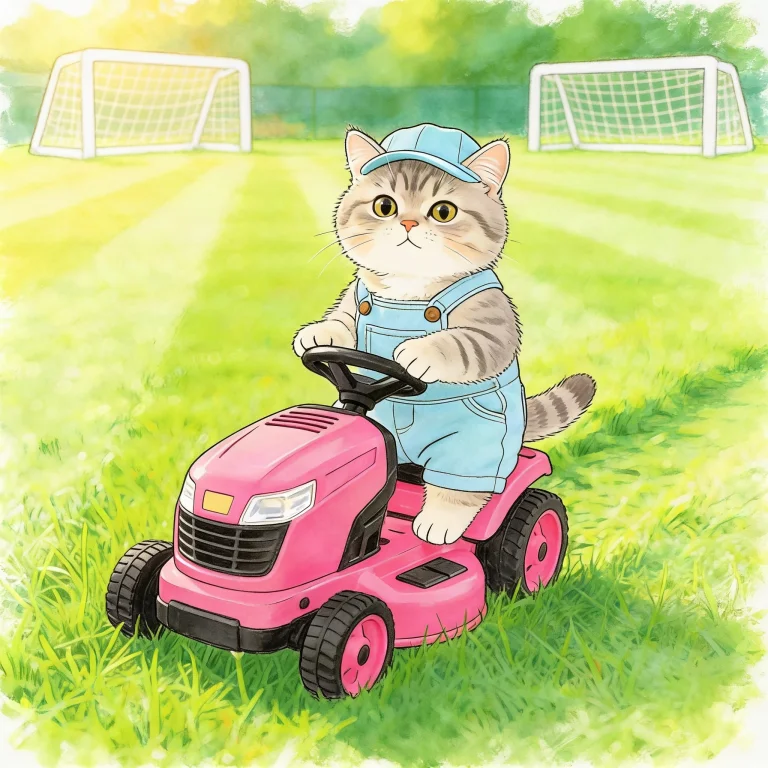 A Very Small, Adorable Domestic Cat Sits On A Very Small Neo...