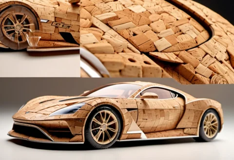 Corkworld, Futuristic Supercar Race, Supercars Made Entirely... — SDXL AI Prompt: corkworld, futuristic supercar race, supercars made entirely of natural cork mat...