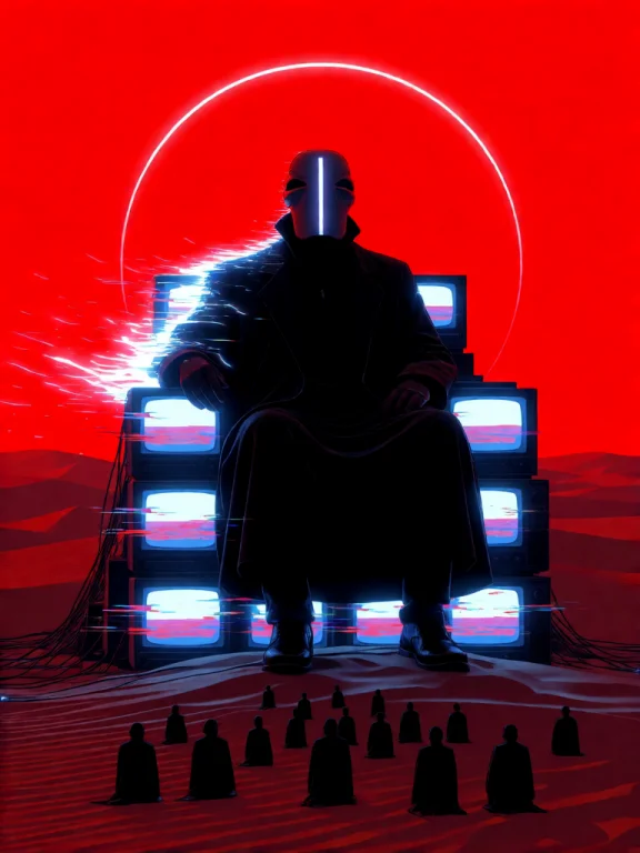 Illustration Artwork An Emperor Of Static Sits On A Throne B...