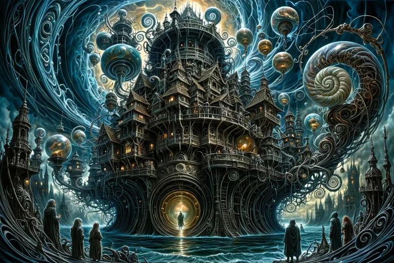 A Cyberpunk Surreal Dreamscape With Impossible Architecture...